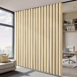MIULEE 100% Blackout Room Divider Curtains, Extra Wide Ceiling Halloween Panel Sound Proof Thermal Privacy Drapes for Living Room Bedroom Sliding Door, Ceiling Track, W100 x L96 Inch, Black, 1 Panel(Beige)