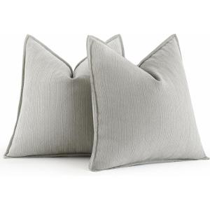 MIULEE 20×20 Inch Beige Decorative Couch Pillow Covers Set of 2 Chenille Throw Pillow Covers Farmhouse Cushion Cases with Elegant Design for Home Decor Sofa Bedroom Living Room(Grey)
