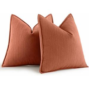 MIULEE 20×20 Inch Beige Decorative Couch Pillow Covers Set of 2 Chenille Throw Pillow Covers Farmhouse Cushion Cases with Elegant Design for Home Decor Sofa Bedroom Living Room(Rust)