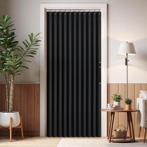 MIULEE Accordion Style Magnetic Folding Door Curtains for Doorways/Closet, Room Divider Pleated Drapes with Hooks for Interior Living Room/Bedroom/Open Closet, White, W42 x L78 inches, 1 Panel(Black)