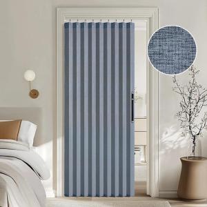 MIULEE Accordion Style Magnetic Folding Door Curtains for Doorways/Closet, Room Divider Pleated Drapes with Hooks for Interior Living Room/Bedroom/Open Closet, White, W42 x L78 inches, 1 Panel(Blue)