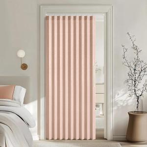 MIULEE Accordion Style Magnetic Folding Door Curtains for Doorways/Closet, Room Divider Pleated Drapes with Hooks for Interior Living Room/Bedroom/Open Closet, White, W42 x L78 inches, 1 Panel(Pink)