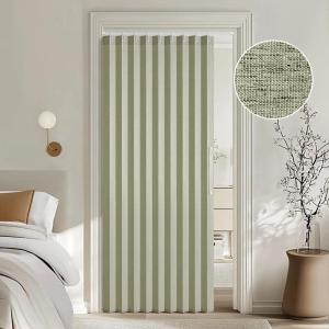 MIULEE Accordion Style Magnetic Folding Door Curtains for Doorways/Closet, Room Divider Pleated Drapes with Hooks for Interior Living Room/Bedroom/Open Closet, White, W42 x L78 inches, 1 Panel(Sage Green)