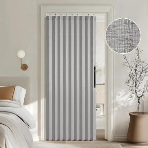 MIULEE Accordion Style Magnetic Folding Door Curtains for Doorways/Closet, Room Divider Pleated Drapes with Hooks for Interior Living Room/Bedroom/Open Closet, White, W42 x L78 inches, 1 Panel(Grey)