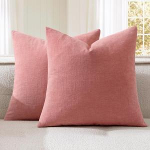 MIULEE Aqua Green Couch Pillow Covers 20×20 Inch, Set of 2 Soft Chenille Decorative Square Throw Pillow Covers Farmhouse for Sofa Living Room Bed(Coral Red)