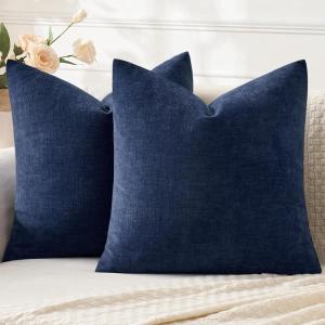 MIULEE Aqua Green Couch Pillow Covers 20×20 Inch, Set of 2 Soft Chenille Decorative Square Throw Pillow Covers Farmhouse for Sofa Living Room Bed(Dusty Blue)