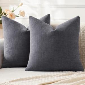 MIULEE Aqua Green Couch Pillow Covers 20×20 Inch, Set of 2 Soft Chenille Decorative Square Throw Pillow Covers Farmhouse for Sofa Living Room Bed(Grey)