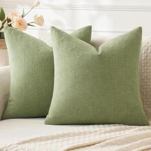 MIULEE Aqua Green Couch Pillow Covers 20×20 Inch, Set of 2 Soft Chenille Decorative Square Throw Pillow Covers Farmhouse for Sofa Living Room Bed(Sage Green)