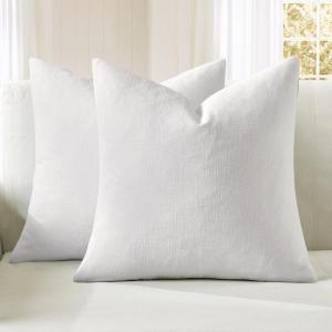 MIULEE Aqua Green Couch Pillow Covers 20×20 Inch, Set of 2 Soft Chenille Decorative Square Throw Pillow Covers Farmhouse for Sofa Living Room Bed(White)