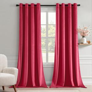 MIULEE Black Out Velvet Curtains 96 Inch Length for Room Darkening Long Blackout Curtains with Grommet Top for Bedroom/Living Room Light Blocking Thermal Insulating Soundproof Set of 2， Black(Berry)