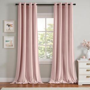 MIULEE Black Out Velvet Curtains 96 Inch Length for Room Darkening Long Blackout Curtains with Grommet Top for Bedroom/Living Room Light Blocking Thermal Insulating Soundproof Set of 2， Black(Baby Pink)