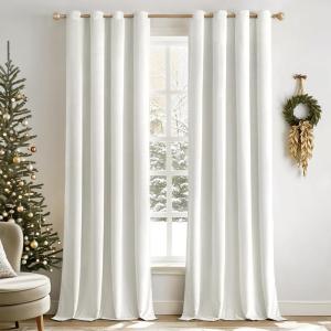 MIULEE Black Out Velvet Curtains 96 Inch Length for Room Darkening Long Blackout Curtains with Grommet Top for Bedroom/Living Room Light Blocking Thermal Insulating Soundproof Set of 2， Black(Pure White)
