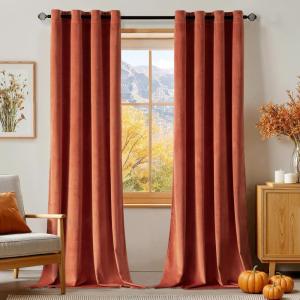 MIULEE Black Out Velvet Curtains 96 Inch Length for Room Darkening Long Blackout Curtains with Grommet Top for Bedroom/Living Room Light Blocking Thermal Insulating Soundproof Set of 2， Black(Terracotta)