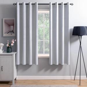 MIULEE Black Out Velvet Curtains 96 Inch Length for Room Darkening Long Blackout Curtains with Grommet Top for Bedroom/Living Room Light Blocking Thermal Insulating Soundproof Set of 2， Black(Greyish White)