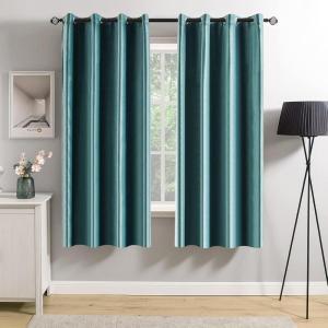 MIULEE Black Out Velvet Curtains 96 Inch Length for Room Darkening Long Blackout Curtains with Grommet Top for Bedroom/Living Room Light Blocking Thermal Insulating Soundproof Set of 2， Black(Teal)