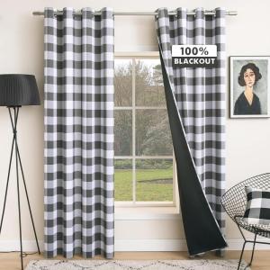 MIULEE Buffalo Plaid Blackout Curtains for Christmas 84 Inches Long Thermal Insulated Window Drapes with Printed Plaid for Living Room 2 Panels 52 Inch by 84 Inch Red and White(Grey and White)