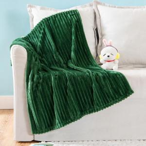 MIULEE Burnt Orange Fleece Blanket, Durable Plush Fuzzy Extra Soft Warm Cozy Striped Flannel Fall Throw Blanket for Couch Sofa Bed 30″x40″(Dark Green)