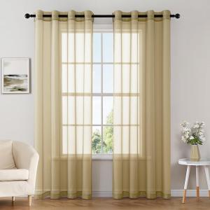 MIULEE Christmas 2 Panels Solid Color Red Sheer Curtains 84 Inch Length Set Elegant Grommet Light Filtering Window Voile Panels/Drapes/Treatment for Bedroom Living Room W54 x L84 Inch, Haute Red(Dark Gold)