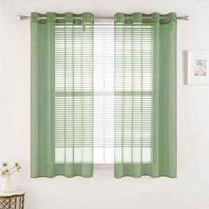 MIULEE Christmas 2 Panels Solid Color Red Sheer Curtains 84 Inch Length Set Elegant Grommet Light Filtering Window Voile Panels/Drapes/Treatment for Bedroom Living Room W54 x L84 Inch, Haute Red(Sage)