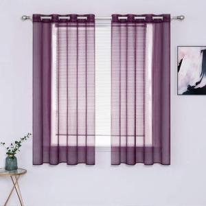 MIULEE Christmas 2 Panels Solid Color Red Sheer Curtains 84 Inch Length Set Elegant Grommet Light Filtering Window Voile Panels/Drapes/Treatment for Bedroom Living Room W54 x L84 Inch, Haute Red(Plum Purple)