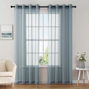 MIULEE Christmas 2 Panels Solid Color Red Sheer Curtains 84 Inch Length Set Elegant Grommet Light Filtering Window Voile Panels/Drapes/Treatment for Bedroom Living Room W54 x L84 Inch, Haute Red(Dusty Blue)