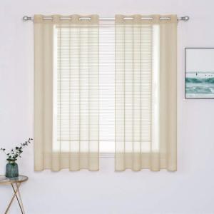 MIULEE Christmas 2 Panels Solid Color Red Sheer Curtains 84 Inch Length Set Elegant Grommet Light Filtering Window Voile Panels/Drapes/Treatment for Bedroom Living Room W54 x L84 Inch, Haute Red(Beige)