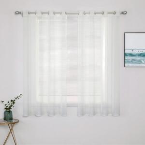 MIULEE Christmas 2 Panels Solid Color Red Sheer Curtains 84 Inch Length Set Elegant Grommet Light Filtering Window Voile Panels/Drapes/Treatment for Bedroom Living Room W54 x L84 Inch, Haute Red(Ivory)