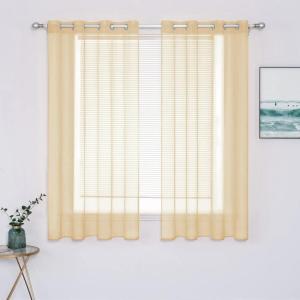 MIULEE Christmas 2 Panels Solid Color Red Sheer Curtains 84 Inch Length Set Elegant Grommet Light Filtering Window Voile Panels/Drapes/Treatment for Bedroom Living Room W54 x L84 Inch, Haute Red(Cream Beige)