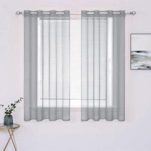 MIULEE Christmas 2 Panels Solid Color Red Sheer Curtains 84 Inch Length Set Elegant Grommet Light Filtering Window Voile Panels/Drapes/Treatment for Bedroom Living Room W54 x L84 Inch, Haute Red(Dark Grey)