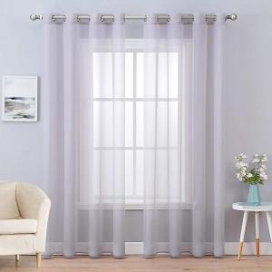 MIULEE Christmas 2 Panels Solid Color Red Sheer Curtains 84 Inch Length Set Elegant Grommet Light Filtering Window Voile Panels/Drapes/Treatment for Bedroom Living Room W54 x L84 Inch, Haute Red(Light Grey)