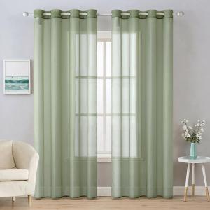 MIULEE Christmas 2 Panels Solid Color Red Sheer Curtains 84 Inch Length Set Elegant Grommet Light Filtering Window Voile Panels/Drapes/Treatment for Bedroom Living Room W54 x L84 Inch, Haute Red(Sage Green)