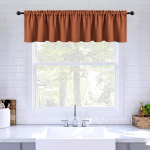 MIULEE Christmas Blackout Window Valance for Bedroom Kitchen Bathroom Living Room Darkening Rod Pocket Curtain Valance, Thermal Insulated Window Treatment 1 Panel, 52 x 18 Inches, Hunter Green(Terracotta)