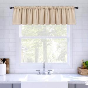 MIULEE Christmas Blackout Window Valance for Bedroom Kitchen Bathroom Living Room Darkening Rod Pocket Curtain Valance, Thermal Insulated Window Treatment 1 Panel, 52 x 18 Inches, Hunter Green(Beige)