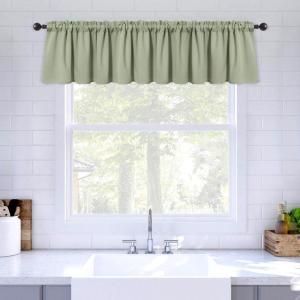 MIULEE Christmas Blackout Window Valance for Bedroom Kitchen Bathroom Living Room Darkening Rod Pocket Curtain Valance, Thermal Insulated Window Treatment 1 Panel, 52 x 18 Inches, Hunter Green(Sage Green)