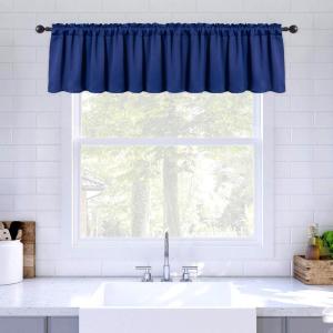 MIULEE Christmas Blackout Window Valance for Bedroom Kitchen Bathroom Living Room Darkening Rod Pocket Curtain Valance, Thermal Insulated Window Treatment 1 Panel, 52 x 18 Inches, Hunter Green(Navy Blue)