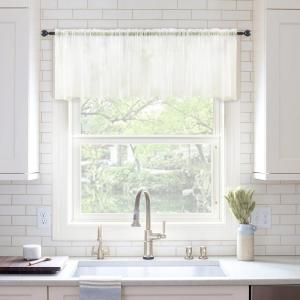 MIULEE Christmas Half Window Sheer Curtain Valance, Extra Wide Rod Pocket Voile Drape for Kitchen Cafe Bathroom Small Window One Panel 60 x 18 Inch Haute Red(Ivory)