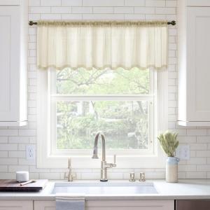 MIULEE Christmas Half Window Sheer Curtain Valance, Extra Wide Rod Pocket Voile Drape for Kitchen Cafe Bathroom Small Window One Panel 60 x 18 Inch Haute Red(Beige)