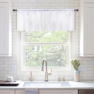 MIULEE Christmas Half Window Sheer Curtain Valance, Extra Wide Rod Pocket Voile Drape for Kitchen Cafe Bathroom Small Window One Panel 60 x 18 Inch Haute Red(White)