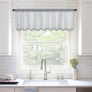 MIULEE Christmas Half Window Sheer Curtain Valance, Extra Wide Rod Pocket Voile Drape for Kitchen Cafe Bathroom Small Window One Panel 60 x 18 Inch Haute Red(Dark Grey)