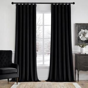 MIULEE Christmas Velvet Curtains 96 Inches Long 2 Panels Set for Bedroom, Pinch Pleat Back Tab Thermal Insulated Living Room Darkening Drapes Pleated Blackout Floor to Ceiling Curtain with Hooks, Red(Black)