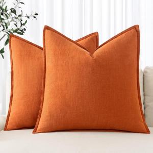 MIULEE Decorative Linen Pillow Covers 20×20 Inch Natural Beige Boho Farmhouse Neutral Christmas Couch Throw Pillows for Bed Pack of 2 Accent Modern Pillowcase Sofa Livingroom Home Decor(Orange)