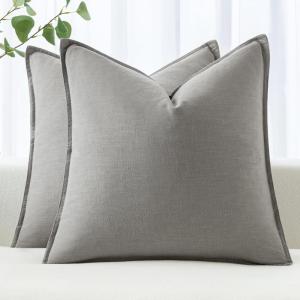 MIULEE Decorative Linen Pillow Covers 20×20 Inch Natural Beige Boho Farmhouse Neutral Christmas Couch Throw Pillows for Bed Pack of 2 Accent Modern Pillowcase Sofa Livingroom Home Decor(Light Gray)