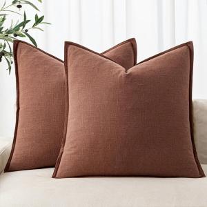 MIULEE Decorative Linen Pillow Covers 20×20 Inch Natural Beige Boho Farmhouse Neutral Christmas Couch Throw Pillows for Bed Pack of 2 Accent Modern Pillowcase Sofa Livingroom Home Decor(Rust Red)