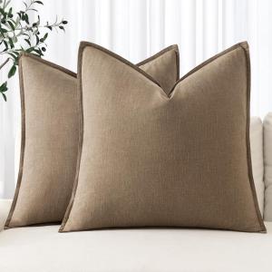 MIULEE Decorative Linen Pillow Covers 20×20 Inch Natural Beige Boho Farmhouse Neutral Christmas Couch Throw Pillows for Bed Pack of 2 Accent Modern Pillowcase Sofa Livingroom Home Decor(Khaki)