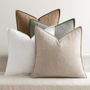 MIULEE Green and White Pillow Covers Pack of 4 Christmas Decorative Natural Solid Throw Pillow Covers Soft Accent Boho Farmhouse Couch Pillowcases Modern Decor for Living Room Bed Sofa 18×18 Inch(Neutral)