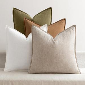 MIULEE Green and White Pillow Covers Pack of 4 Christmas Decorative Natural Solid Throw Pillow Covers Soft Accent Boho Farmhouse Couch Pillowcases Modern Decor for Living Room Bed Sofa 18×18 Inch(Brown)