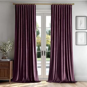 MIULEE Hot Pink Velvet Curtains 84 inches 2 Panels – Luxury Room Darkening Window Drapes for Bedroom Living Room Thermal Insulated Super Soft Blackout, Back Tab Rod Pocket Pinch Pleated, W52 x L84(Dark Purple)