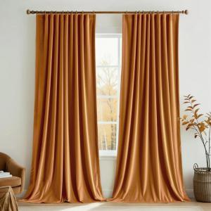 MIULEE Hot Pink Velvet Curtains 84 inches 2 Panels – Luxury Room Darkening Window Drapes for Bedroom Living Room Thermal Insulated Super Soft Blackout, Back Tab Rod Pocket Pinch Pleated, W52 x L84(Gold Brown)