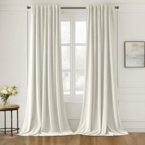 MIULEE Hot Pink Velvet Curtains 84 inches 2 Panels – Luxury Room Darkening Window Drapes for Bedroom Living Room Thermal Insulated Super Soft Blackout, Back Tab Rod Pocket Pinch Pleated, W52 x L84(Ivory White)