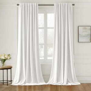 MIULEE Hot Pink Velvet Curtains 84 inches 2 Panels – Luxury Room Darkening Window Drapes for Bedroom Living Room Thermal Insulated Super Soft Blackout, Back Tab Rod Pocket Pinch Pleated, W52 x L84(White)
